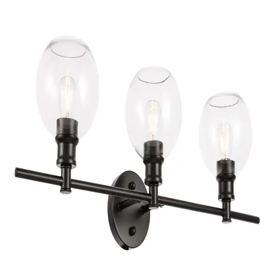 Collier 3 light Black and Clear glass Wall sconce {6}
