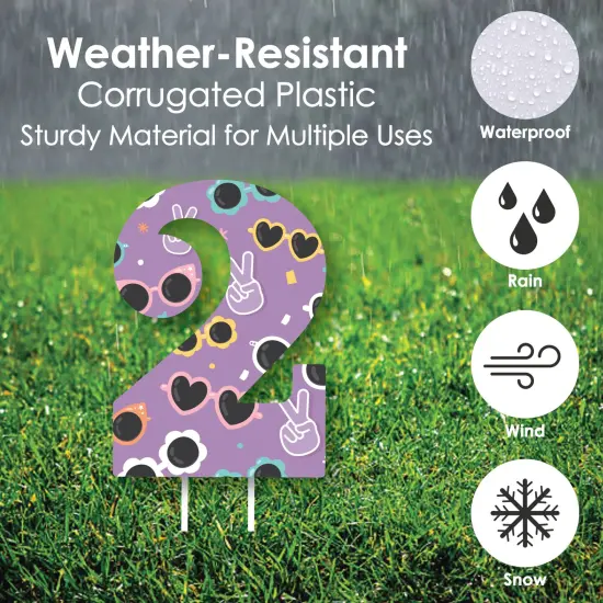 Big Dot of Happiness Two Cool - Girl - Yard Sign and Outdoor Lawn Decorations - Pastel 2nd Birthday Party Yard Signs - Set of 8 {4}