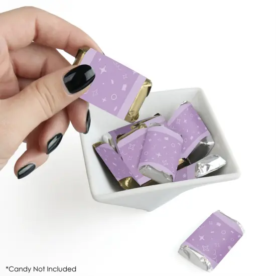 Big Dot of Happiness Purple Confetti Stars - Mini Candy Bar Wrapper Stickers - Simple Party Small Favors - 40 Count {3}