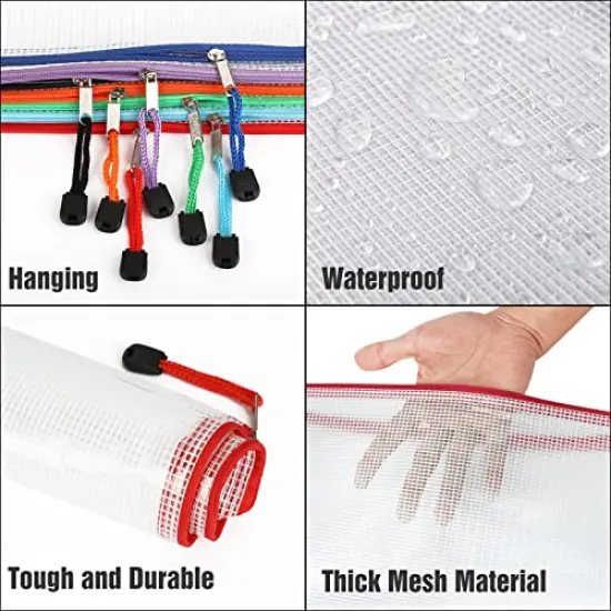 24 Pieces Mesh Zipper Pouch Zipper Bags, Puzzle Bag for Organizing Storage, Letter Size, A4 Size, Zipper File Bags for Office Supplies {5}