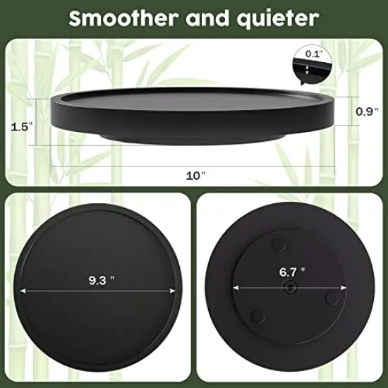 Turntable Vanity Tray 10 Inch for Perfume Candle, Bamboo Kitchen Sink Countertop Organizer for Keep Glass, Sponge and Soap Bathroom Organizer Coffee Table Decorative Tray Black {2}