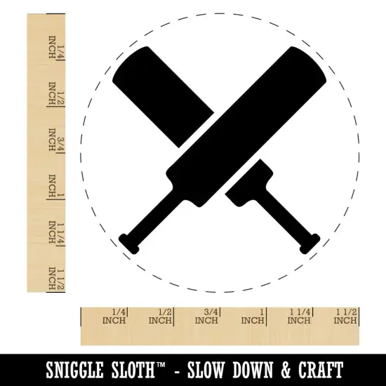 Crossed Cricket Bats Self-Inking Rubber Stamp for Stamping Crafting Planners Black {1}