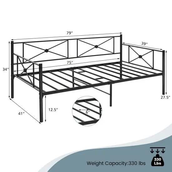 Metal Daybed Frame Twin Size with Slats {5}