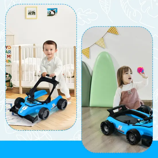 4-in-1 Foldable Activity Push Walker with Adjustable Height Blue {6}