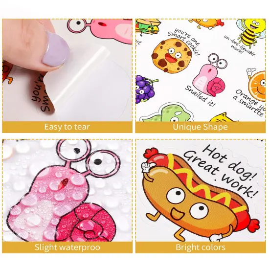 400 PCS Punny Rewards Stickers Punny Labels Motivational Stickers Inspiration Positive Accents Words Stickers Cartoon Animal Stickers Cute Incentive Stickers for Kids Teacher School Classroom {6}