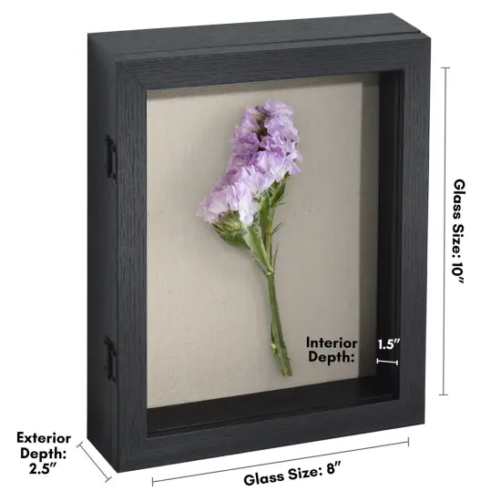 Americanflat Front Loading Shadow Box Frame - 1.5 Interior Depth for Memorabilia - Display Case for Keepsakes - Magnetic Closure - Includes Pins to Secure Items - Hanging Hardware {8}