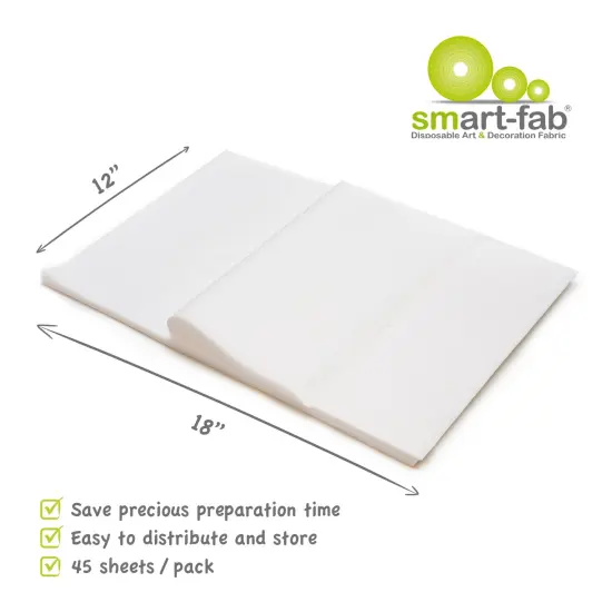 Art & Decoration Fabric Sheets, 12" x 18", White, 45 Sheets Per Pack, 2 Packs {4}