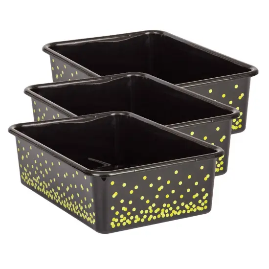 Black Confetti Large Plastic Storage Bin, Pack of 3 {1}