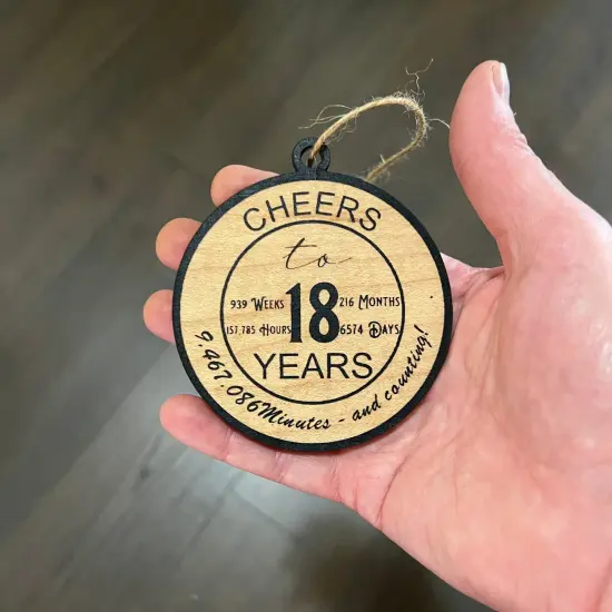 Ornament CUSTOM - Cheers to 18 Years RED {4}