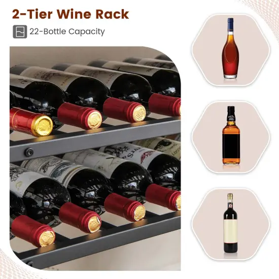Costway Rustic 5-tier Wine Rack Table 22 Bottle Wine Cabinet Freestanding with Glass Holder {6}