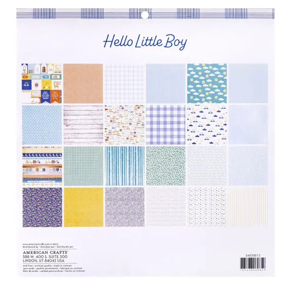 American Crafts Double-Sided Paper Pad 12"X12" 24/Pkg-Gold Foil, Hello Little Boy {2}