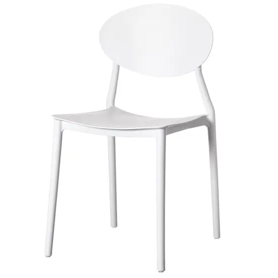 Modern Plastic Outdoor Dining Chair with Open Oval Back Design Single White {1}