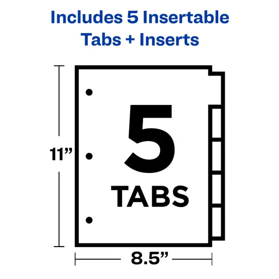 Avery Big Tab Insertable Dividers, Buff Paper, 5-Tab Set, Multicolor (11109) - 48 Pack {5}