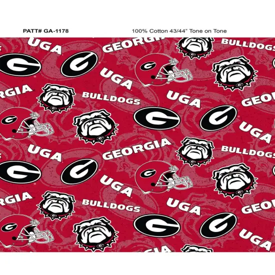 Sykel Enterprises-University of Georgia Cotton Fabric-Georgia Bulldogs Tone On Tone Cotton Quilting Fabric {1}