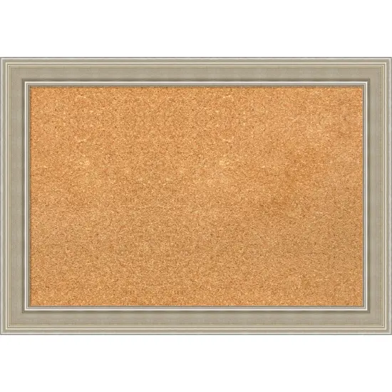 Mezzo Silver Wood Framed Corkboard, Natural Cork {1}