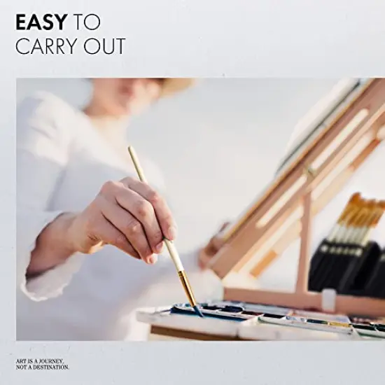 15 Pieces Paint Brush Set, Intermediate Series, Includes Pop-Up Carrying Case with Palette Knife and 2 Sponges, for Acrylic, Oil, Watercolor and Gouache Painting - Pearl White {6}