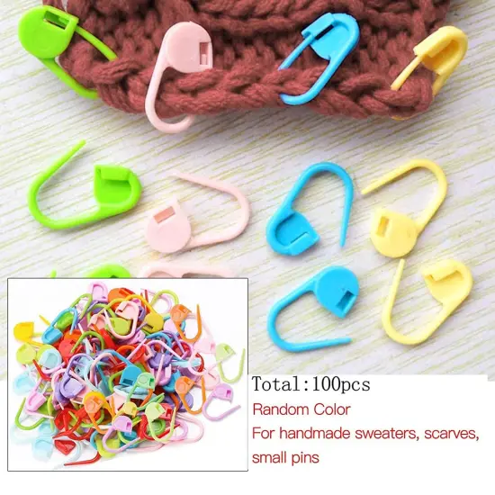 18 Pieces Knitting Stitch Holders,6 Sizes Yarn Stitch Holder Set for Crochet Knitting Needle Aluminum Stitch Holders Safety Pins with 100 Locking Stitch Markers {2}