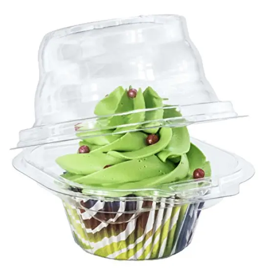 Individual Cupcake Container (Pack of 100) - Single Compartment Cupcake Carrier Holder Box - Stackable - Deep Dome - Clear Plastic - BPA-Free {2}