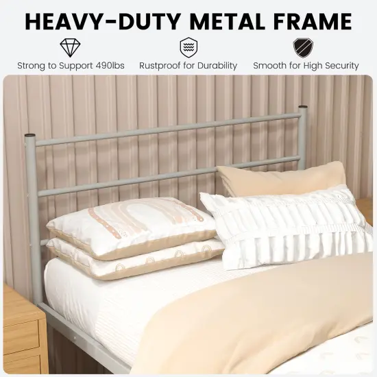 Costway Twin Metal Bed Frame Mattress Foundation No Box Spring Needed {6}