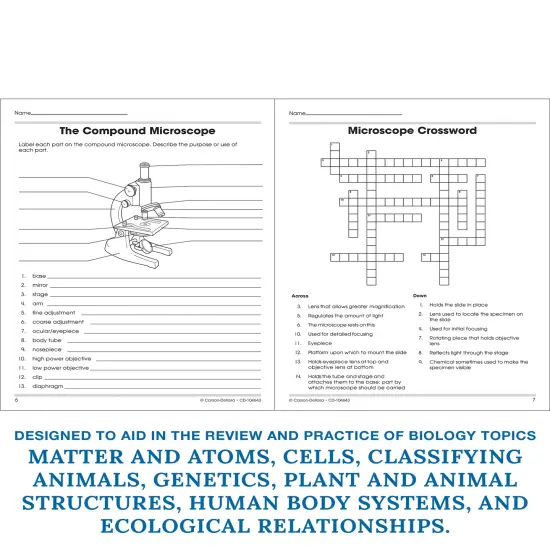 Carson Dellosa The 100 Series Biology Workbook, Science Book for Grades 6-12, Matter, Atoms, Genetics, Elements, and More, Classroom or Homeschool Curriculum {4}