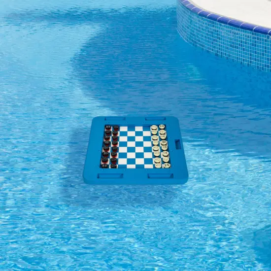 Swim Central Floating Checkers and Backgammon Magnetic Swimming Pool Board Game Combo - 20" Blue {3}