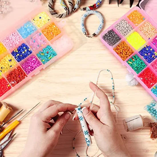 4 PCK Jewelry Organizer, SMALL Plastic Jewelry Box(15 grids) with Movable Dividers Earring Storage Containers, Size 6.9&times;3.9&times;0.9in {3}