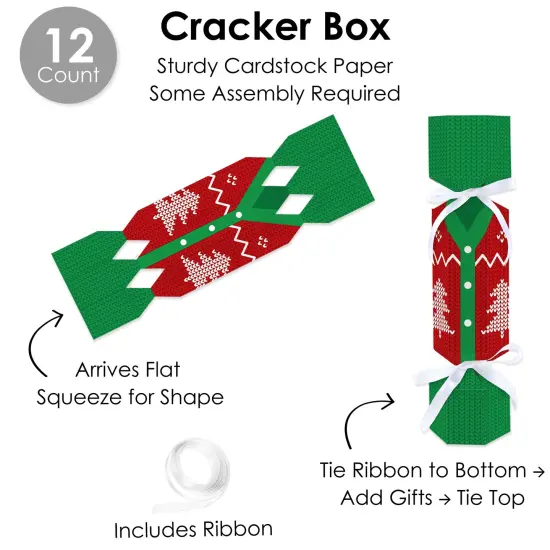 Big Dot of Happiness Ugly Sweater - No Snap Holiday and Christmas Party Table Favors - DIY Cracker Boxes - Set of 12 {7}