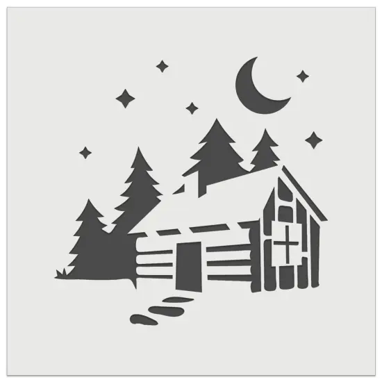 Cozy Log Cabin Outdoors Trees Woods Wall Cookie DIY Craft Reusable Stencil {2}