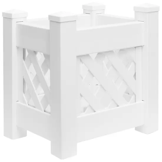 White Vinyl Traditional Fence Design Garden Bed Elevated Screwless Raised Planter Box {4}
