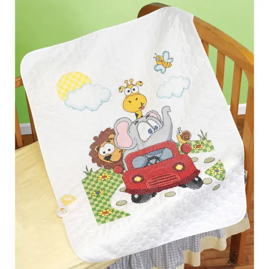 Janlynn Stamped Quilt Cross Stitch Kit 34"X43"-Animal Fun Ride {2}