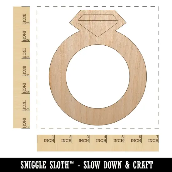 Jewelry Diamond Ring Unfinished Wood Shape Piece Cutout for DIY Craft Projects {1}