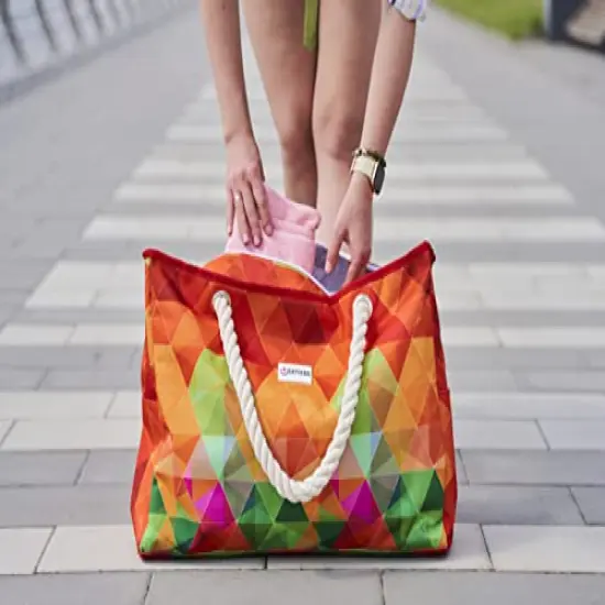 SHYLERO Beach Bag and Pool Bag. Has Airtight Pouch, Key Holder. Beach Tote is Zippered, Waterproof (IP64) - L22xH15xW10 {2}