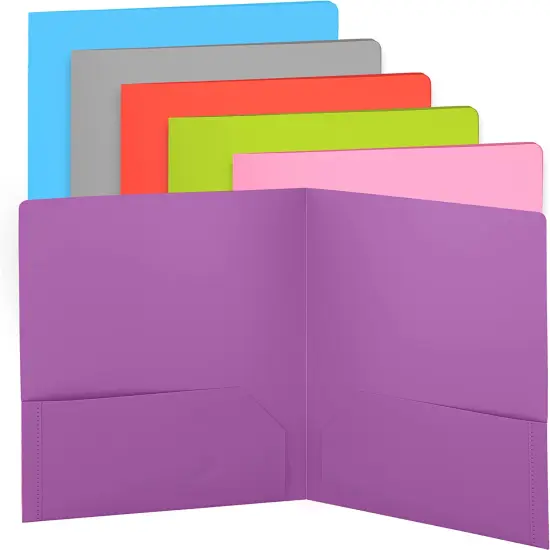 Enday Plastic Solid Color 2-Pockets Poly Portfolio Pink {6}