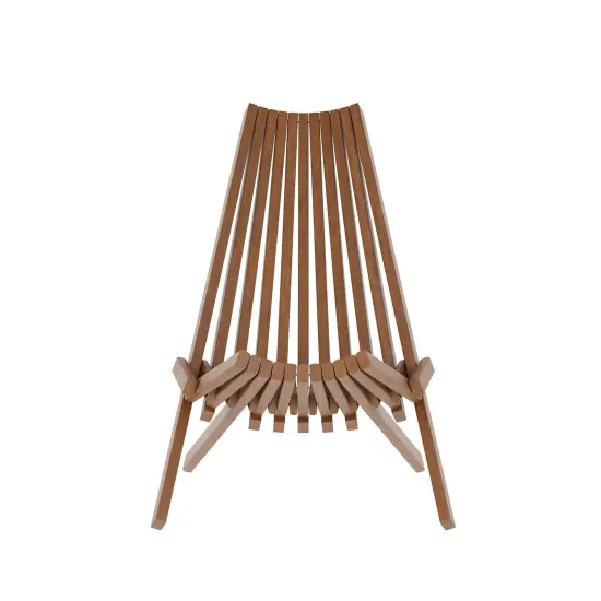 Merrick Lane Dubois Indoor/Outdoor Solid Acacia Wood Low Profile Lounge Folding Chair for Use with Backyard, Patio, Sunroom, Porch, Garden Brown {3}