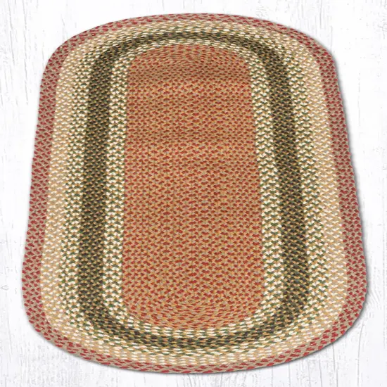 Earth Rugs C-24 Olive / Burgundy / Gray Oval Braided Rug 2 Feet X 6 Feet {1}