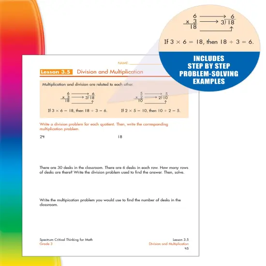 Spectrum Grade 3 Critical Thinking for Math Workbook, Addition and Subtraction With Up to 4 Digit Numbers, Multiplication, Division, Fractions, and More Mathematics, Classroom or Homeschool Curriculum {4}