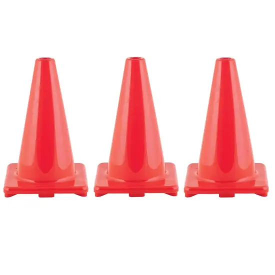 Hi-Visibility Flexible Vinyl Cone, 12", Orange, Pack of 3 {1}