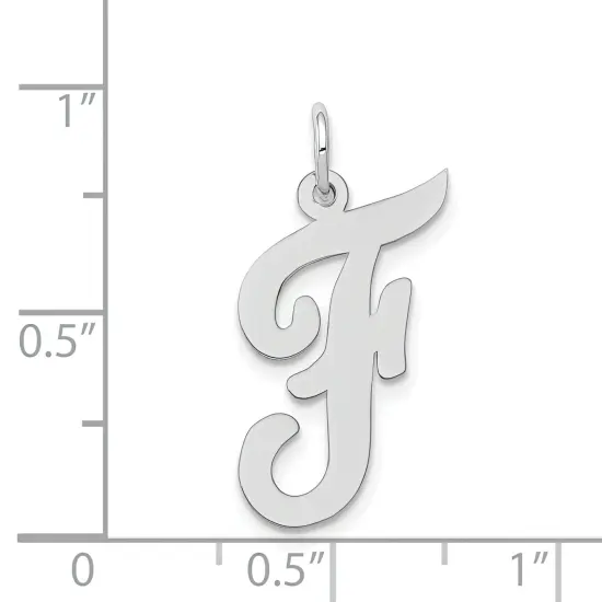 14K White Gold Large Script Initial Letter F Charm Jewerly 22mm x 12mm {4}