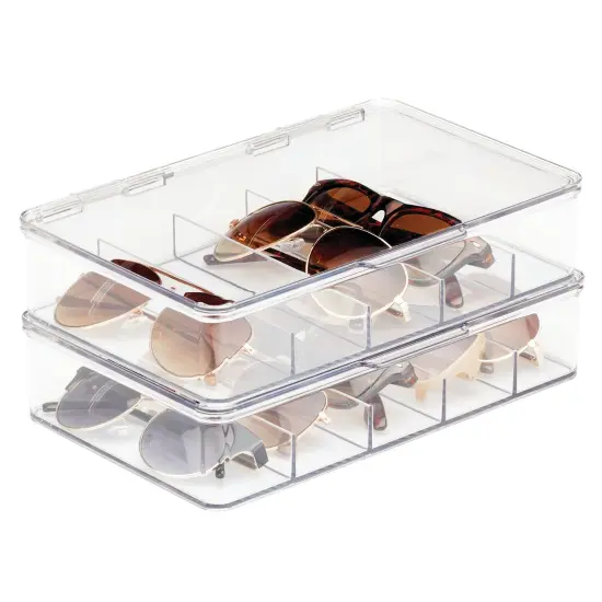 mDesign Plastic Stackable Eyeglass Storage Organizer, 5 Sections {1}