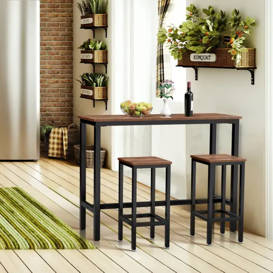 3 Pieces Bar Table Counter Breakfast Bar Dining Table with Stools {6}