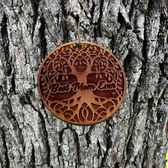 Best Mom Ever Tree of Life - Cedar Ornament {2}