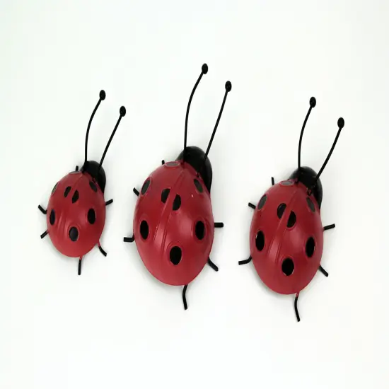 Set of 3 Metal Ladybug Art Sculptures Garden Decor Indoor Outdoor Decorations {3}