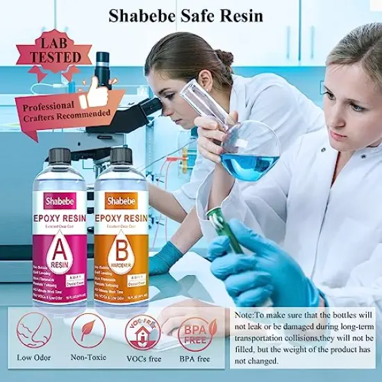 Epoxy Resin, 32OZ Resin Kit, Epoxy Resin Crystal Clear-Not Yellowing and No Bubble Self Leveling Easy Mix 1:1 Casting & Coating for DIY Jewelry Making of The Art Resin & Epoxy Resin (32oz) {5}