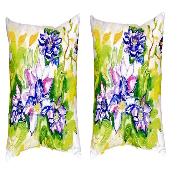 Pair of Betsy Drake Clematis No Cord Pillows 16 Inch X 20 Inch {1}