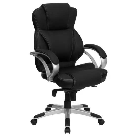 Emma and Oliver High Back Leather Contemporary Executive Swivel Ergonomic Office Chair Black {1}