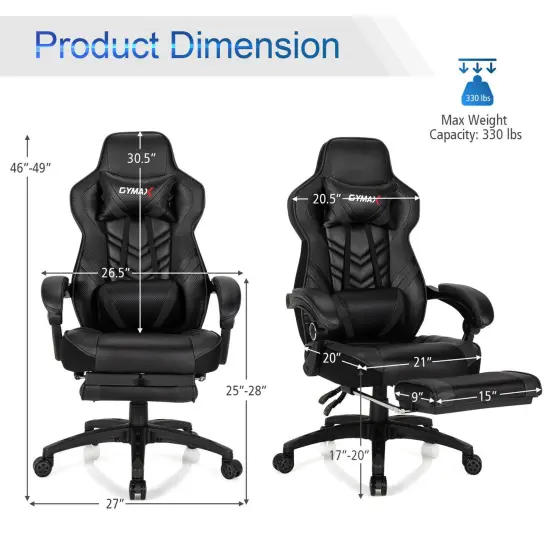 Costway Office Computer Desk Chair Gaming Chair Adjustable Swivel w/Footrest {4}