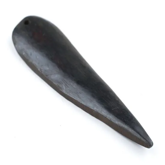 The Bead Chest Dark Brown Batik Bone Feather Pendant Kenya African Large Hole Handmade {3}