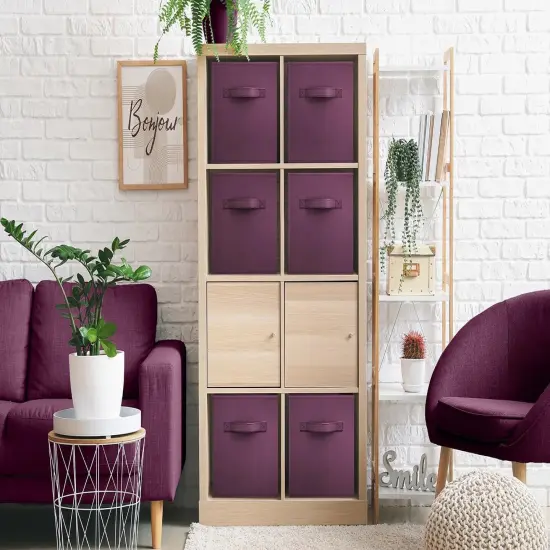 Sorbus Fabric Collapsible Cube Storage Bins Set (6 Pack) Purple {4}