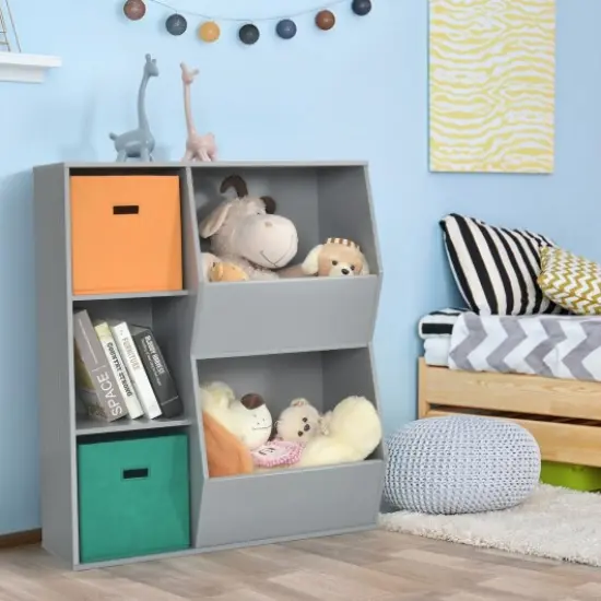 Kids Toy Storage Cabinet Shelf Organizer -Gray Grey {2}