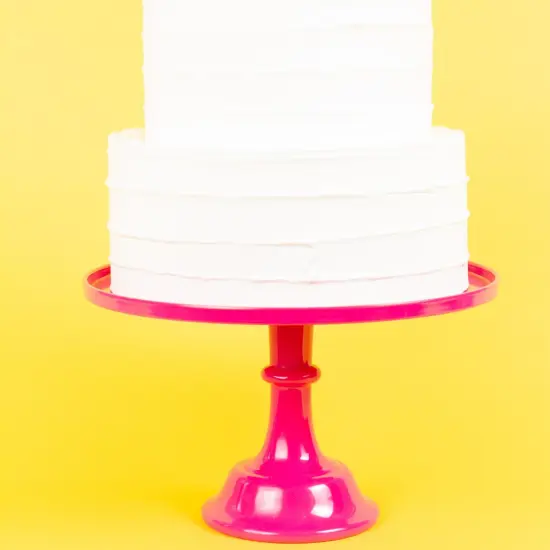 Bright Hot Pink Melamine Pedestal Cake Stand – 11.5" Wide, Lightweight, BPA-Free, Dishwasher Safe, Party Ready {3}